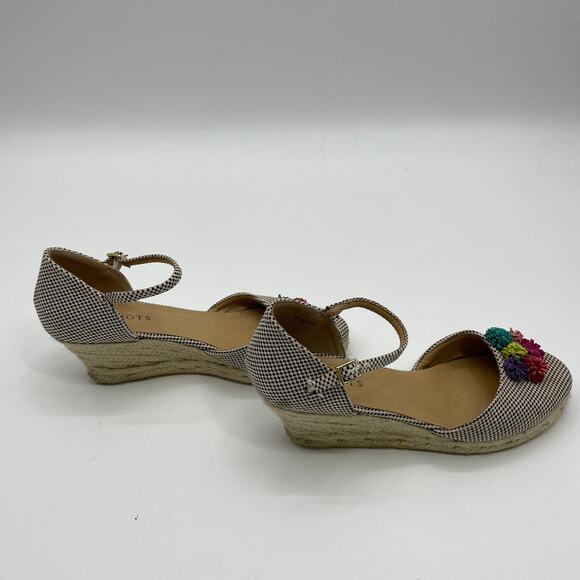 TALBOTS Wedge Two Tone Textured Floral Espadrille Heels Women's Sz 8.5 - Picture 2 of 10